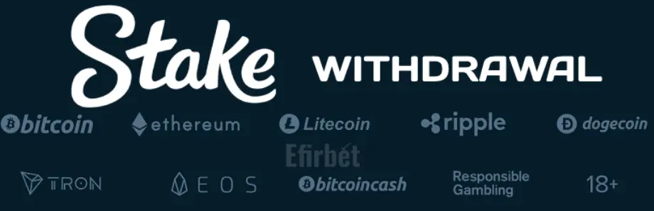 Stake withdrawal banner displaying cryptocurrency logos to highlight fast payout options.
